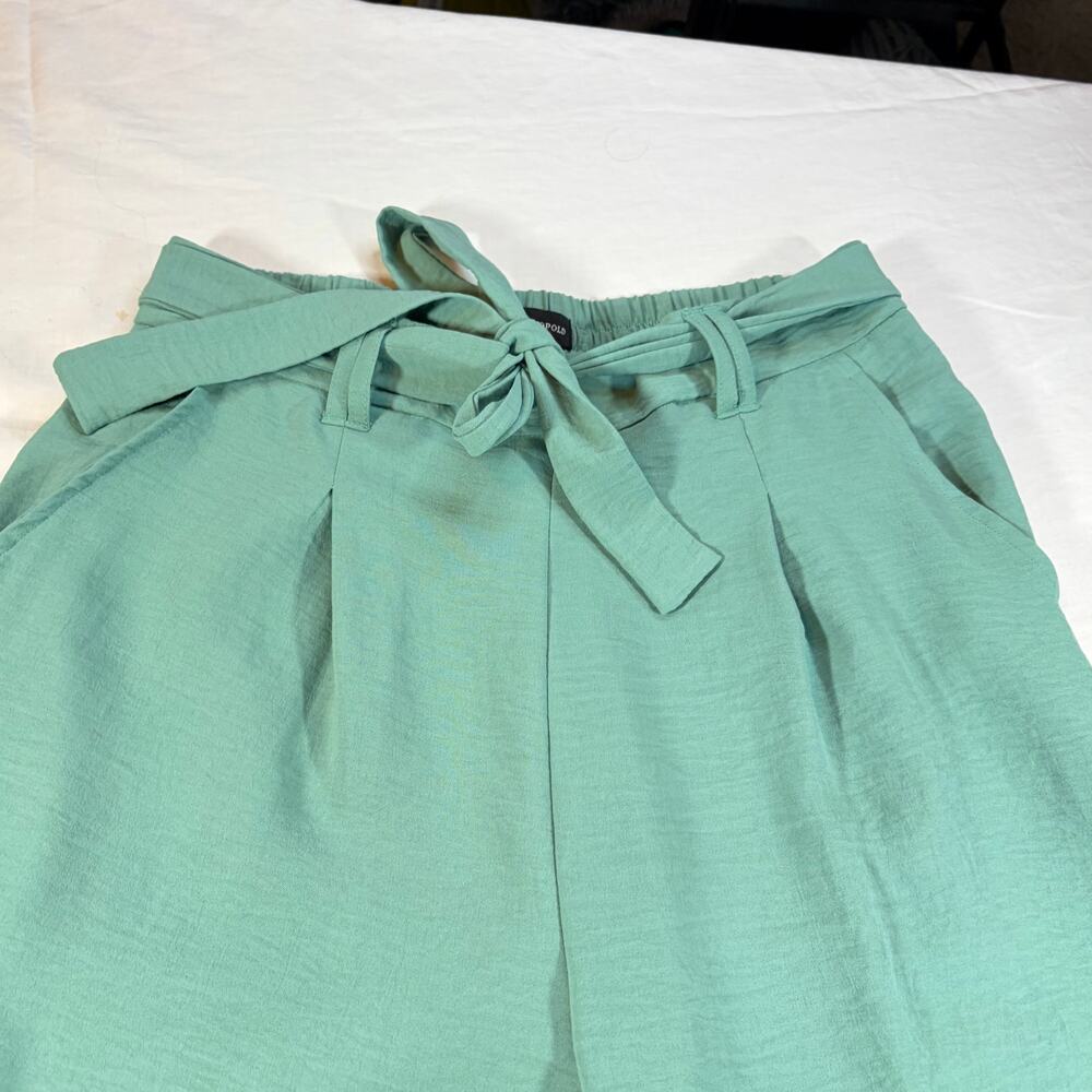 Jules & Leopold womens green tie waist wide leg pants. Size S. career, church - Picture 2 of 6